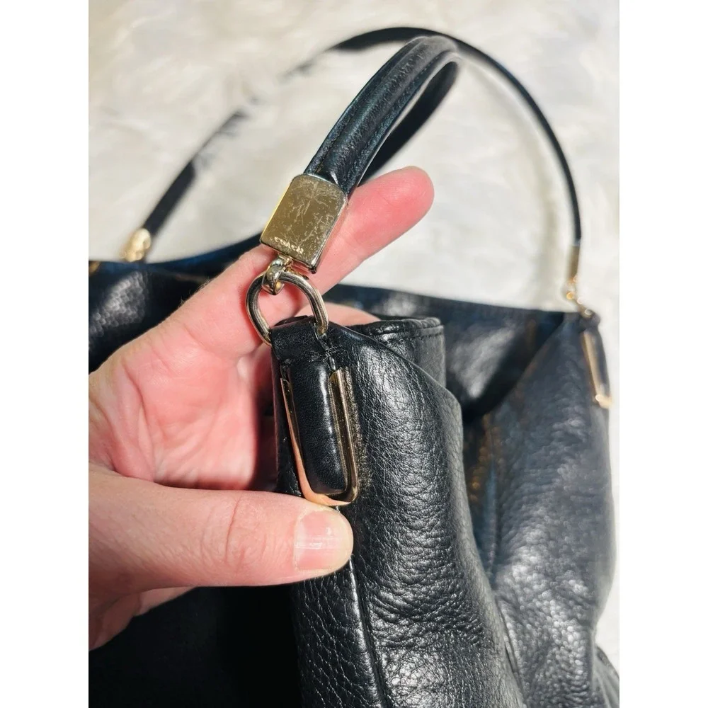 Coach Madison Phoebe Black Pebbled Leather Three Compartment Large Shoulder Bag